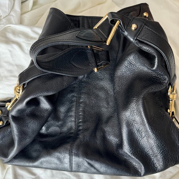 Auth Rebecca Minkoff "Old School" Black Leather Nikki Hobo w/ Blue Zipper - Picture 4 of 10